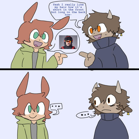 Two panel half comic + line + color ($17) /extra char. ($25)